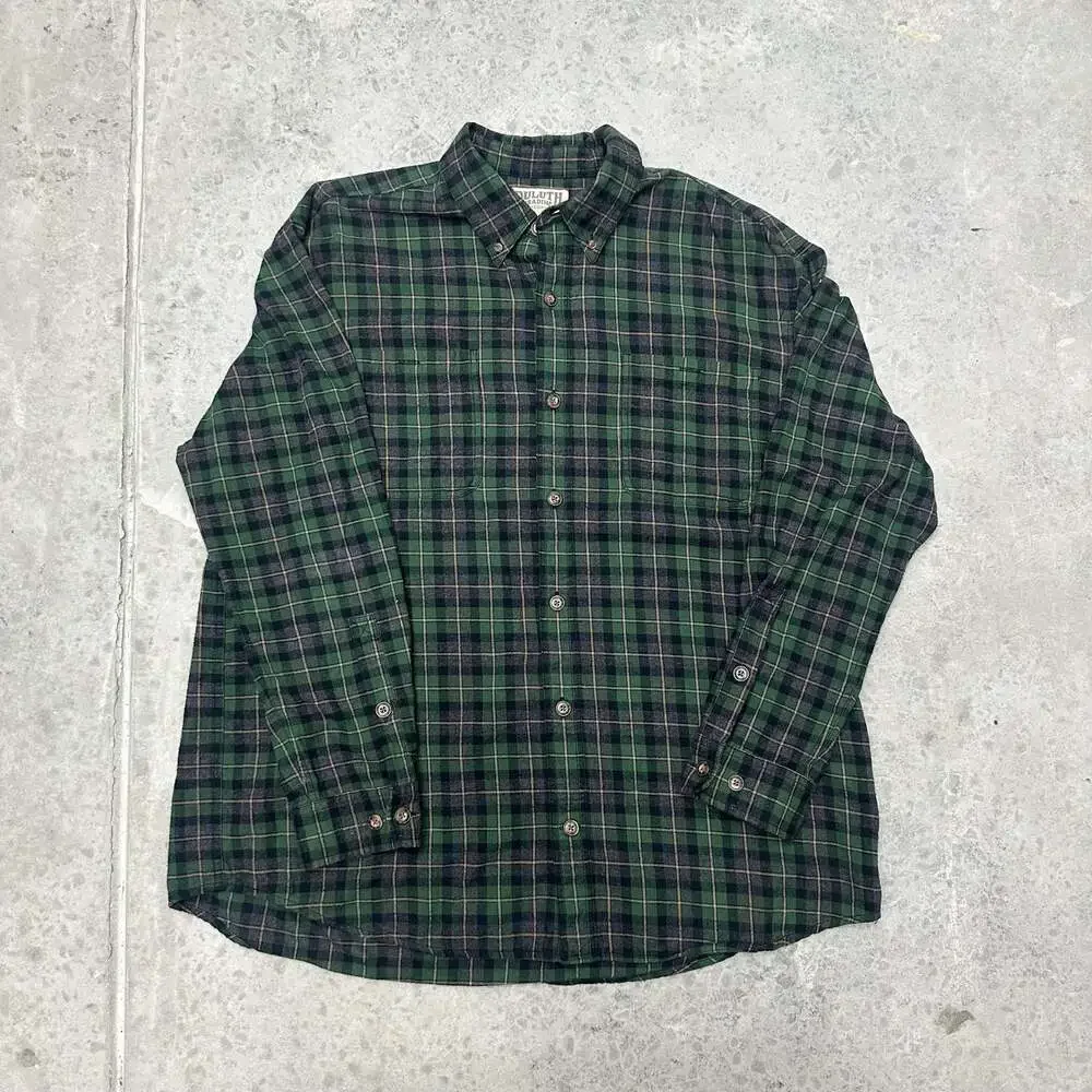 Duluth Trading Co Plaid Button Down Flannel Shirt - XL